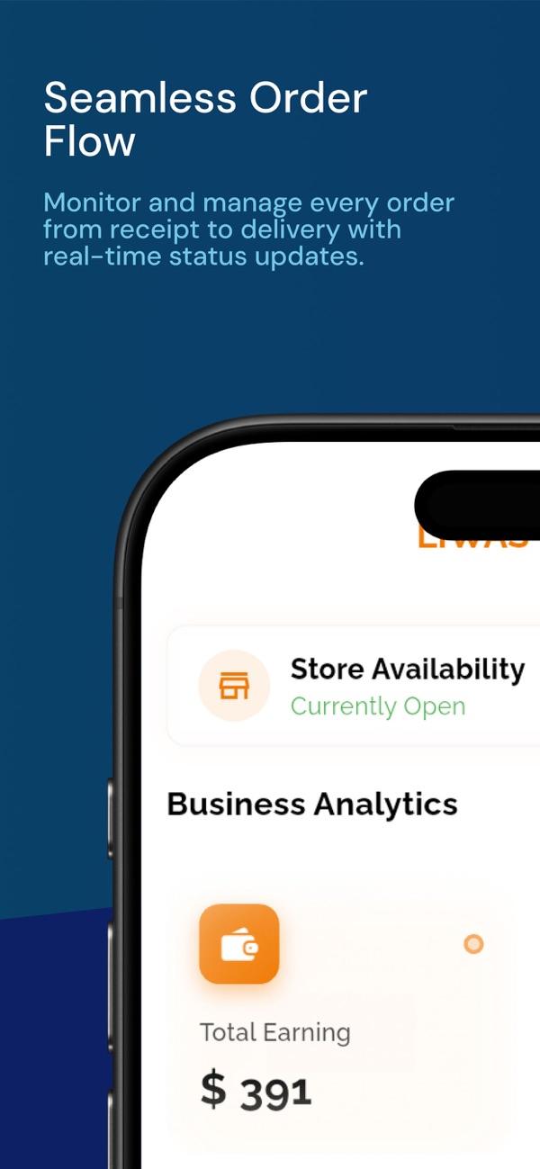 LiWAS Vendor app screen 1
