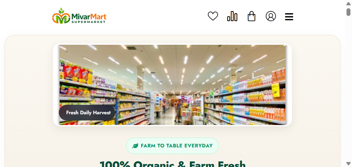 Homepage of MivarMart Supermarket